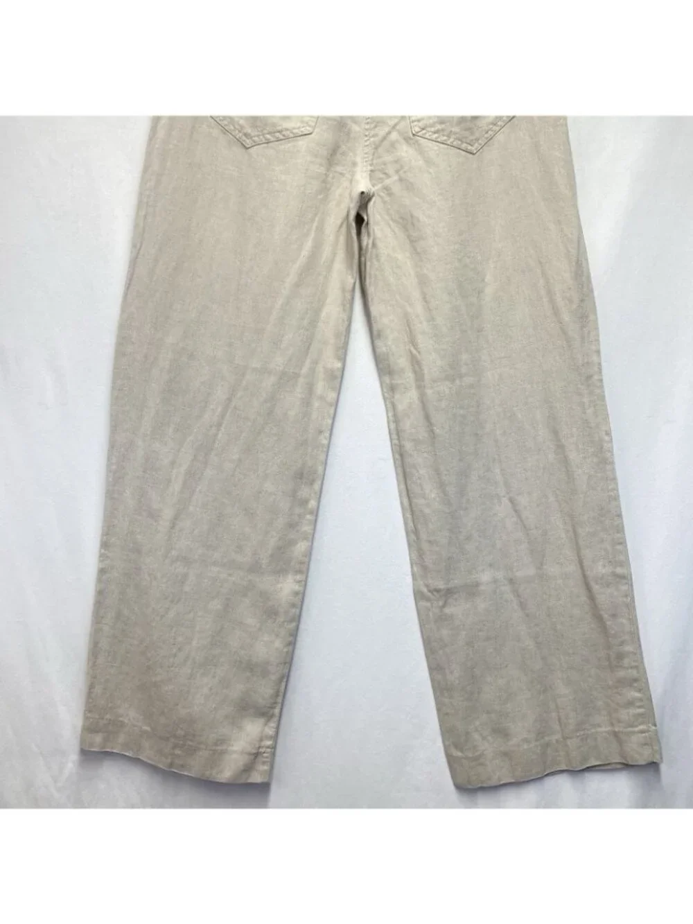 H&M Linen Blend High-Waited Wide Leg Trouser Pants Women Size 4 Light Beige